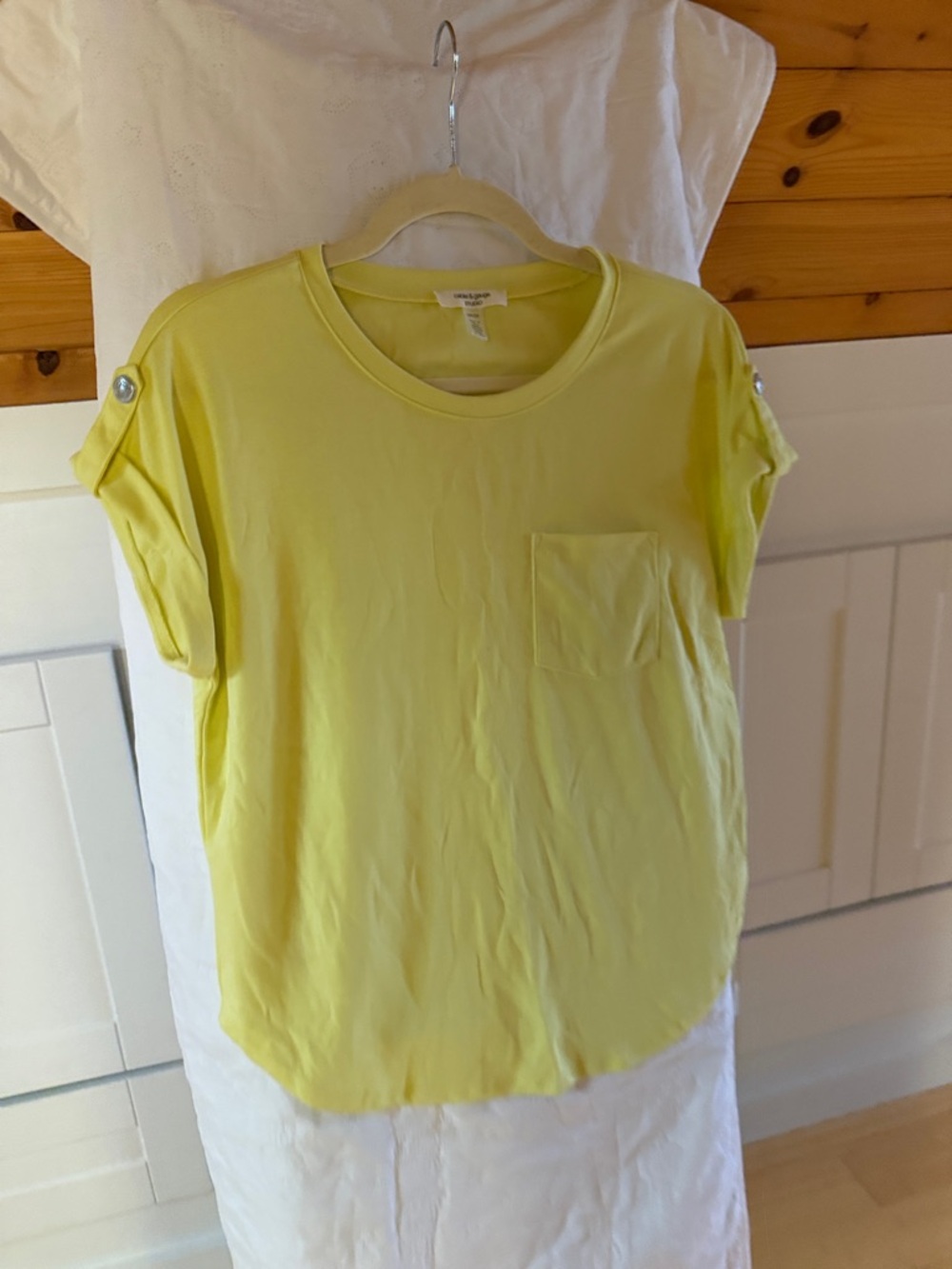 Cable & Gauge Yellow Short Sleeve Pocket Tee with Button Tabs